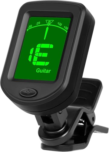 AMFUN Stimmgerät Gitarre, Clip Tuner, Clip-On Chromatisches Stimmgerät, Stimmgerät zum Anklipsen, Stimmgerät für Gitarre, Bass, Violine, Ukulele, Chromatisch