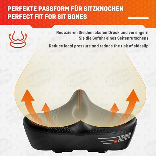 Selle velo anti douleur et ergonomique HENMI avec suspension intégrée - 3