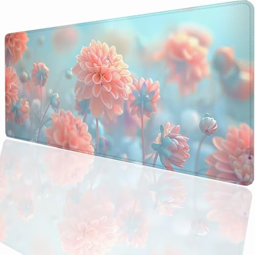 Musmatta Gaming XXL 1500 x 800 x 3 mm – Kontor Stor Musmatta – Förbättra Hastighet Och Noggrannhet Stabil Hållning Skrivbordsunderlägg för Kontor och Hem Skrivbordstillbehör Blommor PjY6545 J-W