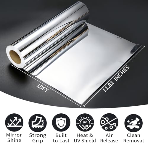 Image of VINYL FROG Car Wrap Vinyl 30x305cm Chrome Mirror Silver Self Adhesive Film DIY Decals Roll Air Release Technology