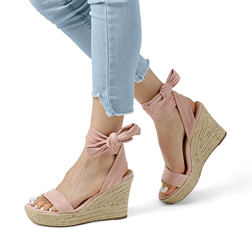 Image of DREAM PAIRS Women's Espadrille Wedge Sandals | Espadrilles wedges tie lace up sandals,Ankle strap platform dressy shoes,Comfortable open toe sandals