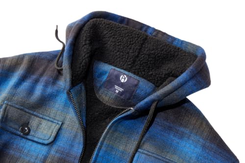 Image of TanBridge Men's Cotton Plaid Shirts Jacket Full Zip Fleece Flannel Sherpa Lined Hoodies Heavyweight Hoodies Jacket for Men