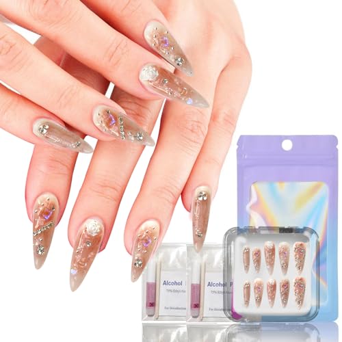 10-Piece Handmade Press On Nails Set – Convenient, Versatile, Reusable – Includes Press On Nails, Glue On Nails, Impress Nails – Pastel & Variety of Styles