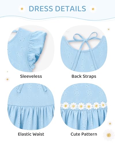 Coedody Toddler Girl Dress Ruffle Sleeveless Casual Spring Summer Beach Sundress Baby Girls Dresses 12-18 Months Outfits Blue — view 6