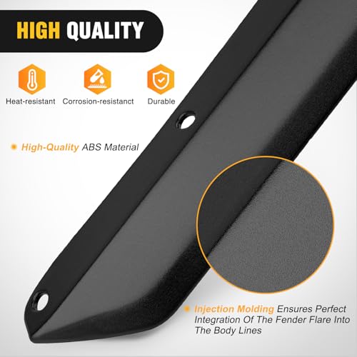 Image of Nilight Fender Flares Extensions Set fit for 2018 2019 2020 2021 2022 2023 2024 2025 2026 Wrangler JL and JLU Unlimited 2 /4 Doors (Only for Low Wheel Arches) Off-Road Widened Front Rear Flat 4 PCS
