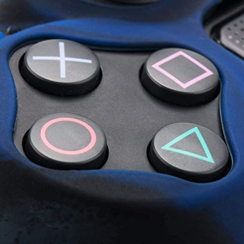 Image of PSS Studded Dots Silicone Rubber Gel Customizing Cover for PS4 /slim /Pro Dualshock 4 Controller Soft Silicone Case Cover Gel Skin Protective for PS4 Wireless Controller (Blue Como Dot)