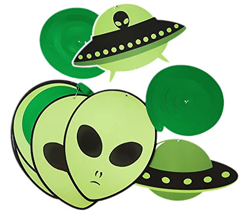 Décorations à suspendre sur le thème des Aliens verts légères et réutilisables - 6