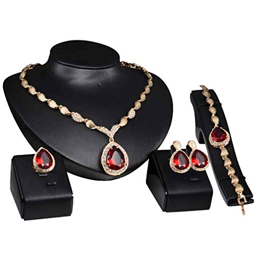 Preisvergleich Produktbild republe Halskette Schmuck-Set Muschelförmige Ketten Edelstein Anhänger Ring Ohrring Frauen