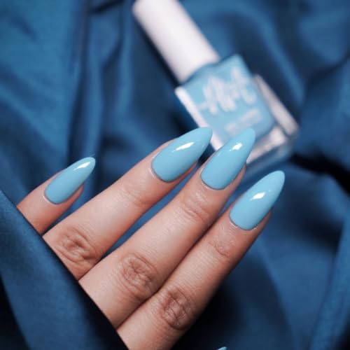 Image of Nails & More Sky Blue Nail Polish, Argan Oil-Infused Gel Shine, Clear Blue Nails, Summer Nail Color | 10ml