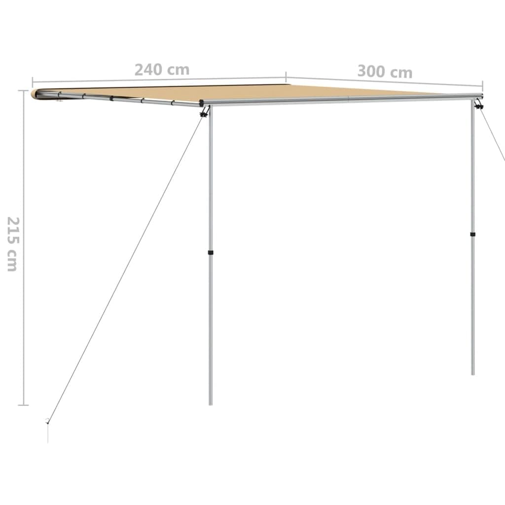 Wohnwagen-Markise Beige 2,4 x 3 x 2,15 m aus Aluminium und 160 g Polyester mit PVC, Zelt für Camping, Outdoor, Festival, Wanderung und Rucksack, wasserdicht mit Aufbewahrungstasche