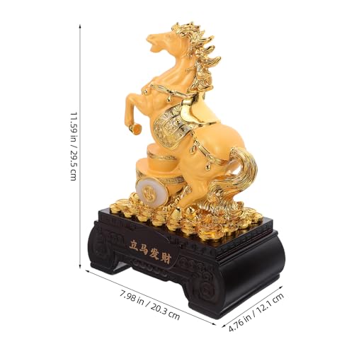 Sculpture de cheval Feng Shui dorée comme statue décorative de table - 3