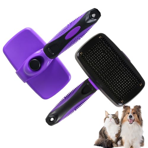 Image of Pet Needle Comb Dog Comb Hair Combiner Dog Hair Comb God Tool for Cat Comb Floating Hair Removal Special Comb for Cat Hair (Purple, Small)