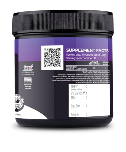 Nutrition Planet Micronized Creatine Monohydrate (Black Currant, 100g / 0.22 Lb, 33 Servings)