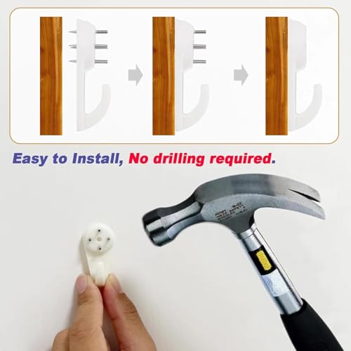 Image of 50 Pcs White Plastic Hangers Photo Frame Hanging Hooks, Non-Trace No Damage Concrete Wall Hooks, , for Hanging Picture, Photo, Fram