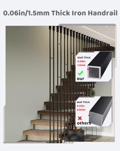 Support de rampe d'escalier réglable en fer forgé noir de 90 cm - 3