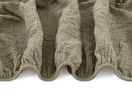 Image of Dreamology Standard Crib Sheets,Muslin Crib Sheets,100% Cotton Crib Sheet | 2 Pack Crib sheets,for Boys,Girls, Muslin Crib Sheet for Standard Crib, 52x28 Crib Mattress Sheets | Olive and Ecru