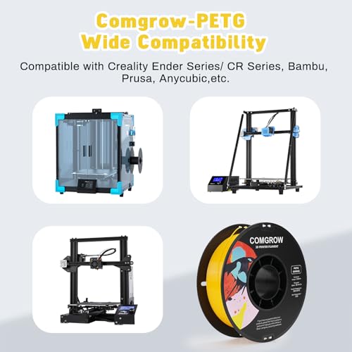 Image of Comgrow PETG 3D Printer Filament 1.75mm, High Precision and Tough 3D Printer Filament 1kg (2.2LBS), Dimensional Accuracy + /- 0.02 mm, Fit Most 3D Printers Yellow