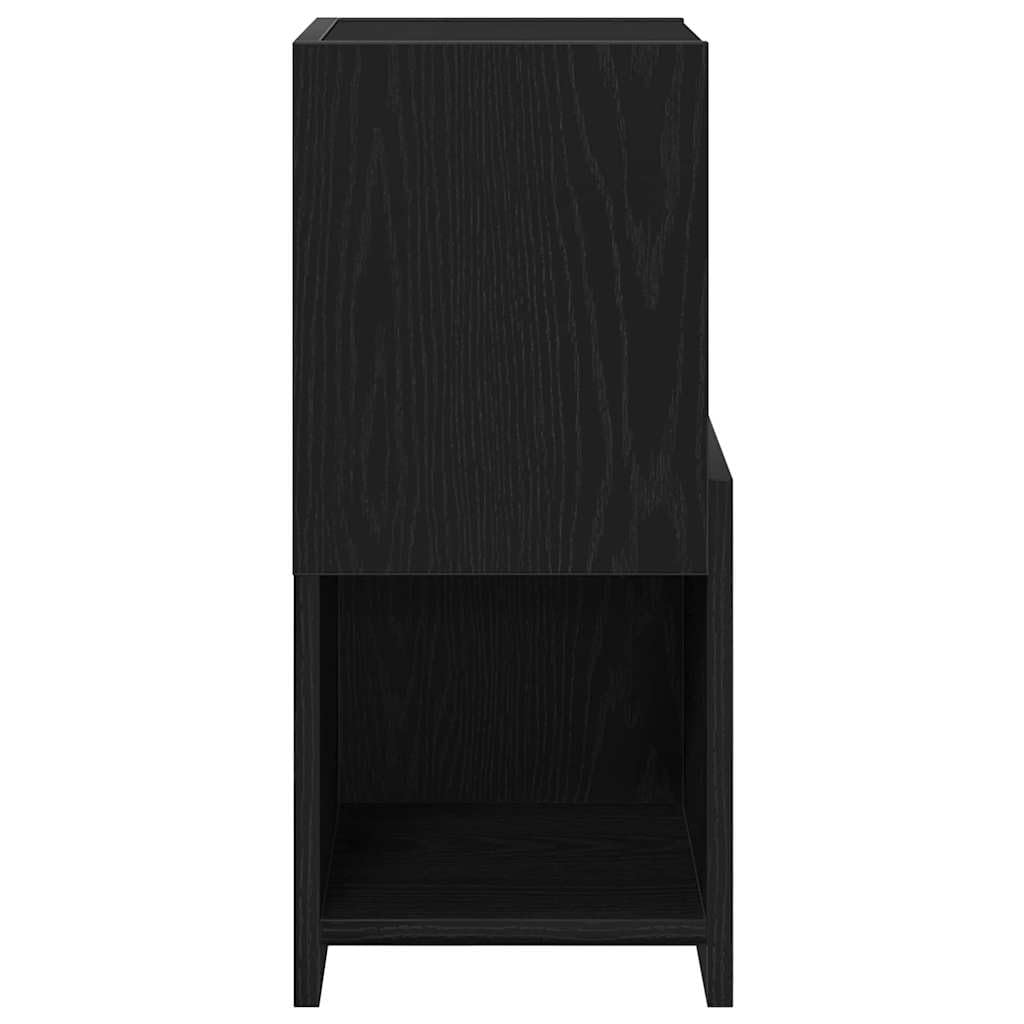 Hothingwell Szafka narożna dębowa czarna 25,5 x 25 x 55 cm z drewna inżynieryjnego, nowoczesna półka narożna z matowym wykończeniem, oszczędność miejsca do salonu, książek i dekoracji, mocowanie
