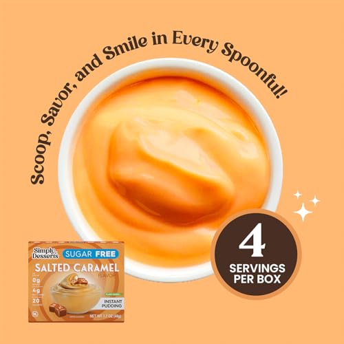 Image of Simply Desserts Salted Caramel Instant Pudding, Sugar-Free, 6-Pack - Healthy Dessert, Keto Snacks, Vegan & Diabetic-Friendly, Kosher, 1.7 Oz Ea