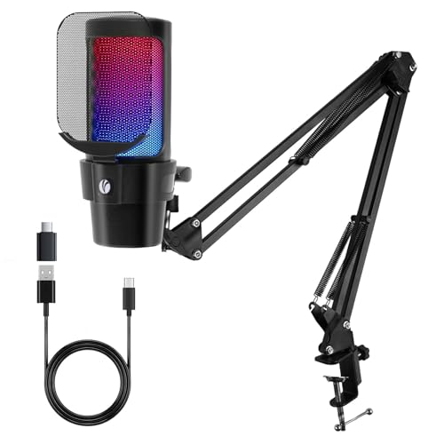 Amazon.co.jp: VCOM RGB USB ゲーミングマイク コンデンサーマイク