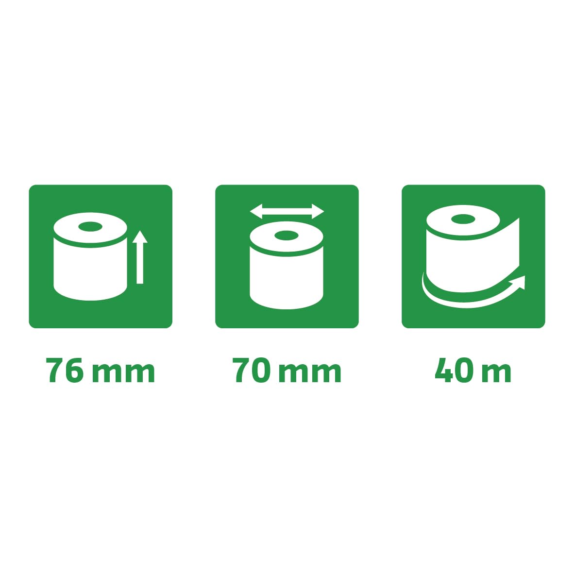 Exacompta Bobinas para Cajas, pack de 50, 1 Capa Blanca, 60 g / m2 , 76 x 70 x 12 mm, 44 m