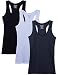 Caramel Cantina 3 Pack Cotton Racerback Tanktop (Large, Black/White/Charcoal)