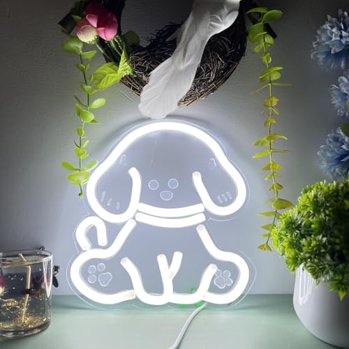 Image of Cute Dog Neon Sign, Teddy Neon Sign for Home Decor, Pet shop, Kids Room, Bedroom, Living Room, Bathroom, 8.63 x 8.07inches