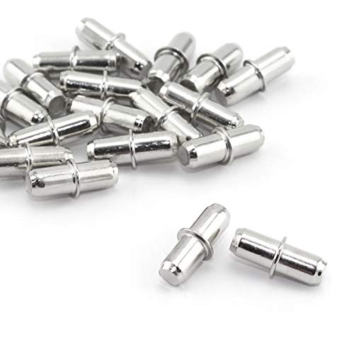 Image of 20pcs 5x16mm Shelf Supports Pegs Studs Nickel Plated Finish Adjustable Shelves Bracket Holder Furniture Hardware Cupboard Cabinet Wardrobe Shelf Pins