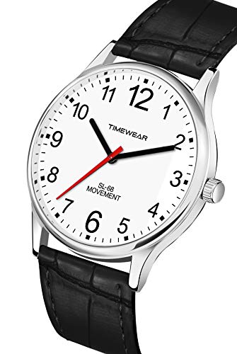 TIMEWEAR Men's Analog Number Dial Brown Leather Strap Watch