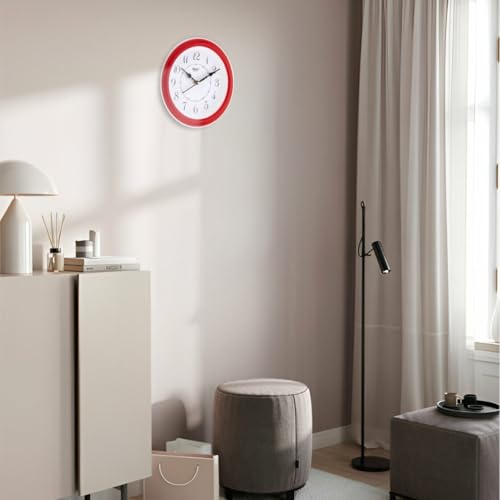 Image of Matiz Analog 30 cm X 30 cm Wall Clock | Brown | with Glass | Standard| 107 RED