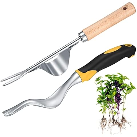 TOOINKCV 2 Pcs Hand Weed Puller Tool, Manual Weeder Tool, Hand Weeder Dandelion Remover Tool, Y-shaped Stainless Steel Dandelion Weeder Fork Root Weeding Tools for Garden Patio Lawn Cover