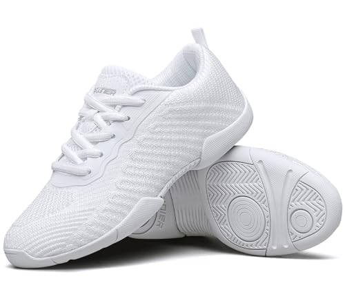 TUOTOM White Cheer Shoes for Girls Youth Cheerleading Shoes Breathable Competition Athletic Training Dancing Hip Hop Walking Sneakers
