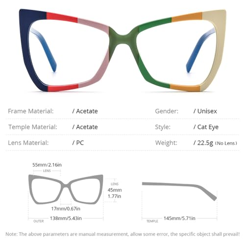 Gafas de ojo de gato de acetato multicolor MUTYNE para mujer 6