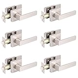 Gobrico 6 Pack Hall and Closet Levers Passage Door Handles Locks for Interior Door Satin Nickel...