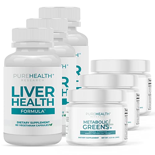 Greens Superfood Powder And Liver Vitamin Formula Bundle - Your Body Detox & Cleanse Process With Plenty Of Nutrients And Extracts #TOP22