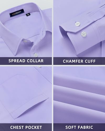 Image of HISDERN Mens Dress Shirt with Tie Pocket Square Set Classic Button Down Shirt Matching Tie Long Sleeve Shirts