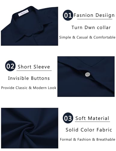 Image of Arshiner Boys Short Sleeve Dress Shirts Solid Button Down Shirts | formal Uniform School Shirt, for 4-12 Years, Hidden Buttons, with Chest Pocket, Regular Fit, Summer Tee top for Kids