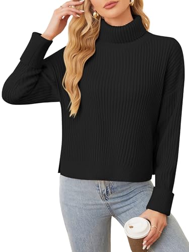 Image of ZAFUL Womens Turtleneck Pullover Sweater Casual Loose Ribbed Knit Long Sleeve Chunky Jumper Tops