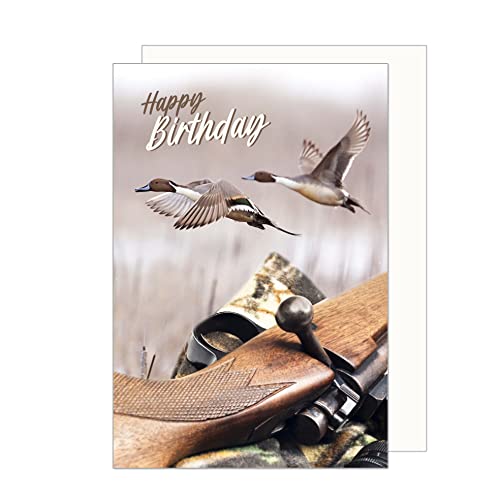 Edition Seidel Tarjeta de felicitación de cumpleaños con sobre, tarjeta de felicitación de Billet Happy Birthday Patos de caza (G3484 SW023)