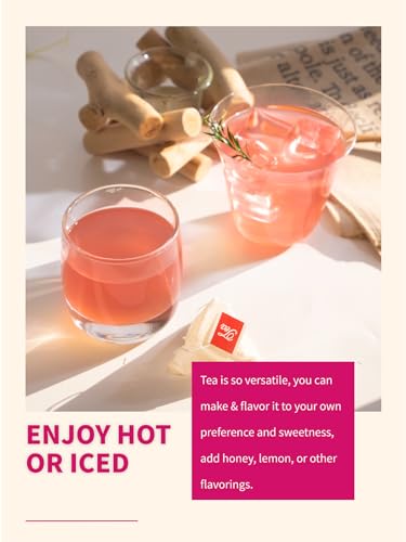 Image of TeeLux Lemon Ginger Hibiscus Tea Bags, Smooth Taste, Caffeine Free, 50 ct | Herbal Tea Blend with Lemongrass, Ginger, Hibiscus & Licorice, Fresh Lemon Aroma, Layered Tart & Spicy Notes, Hot or Iced