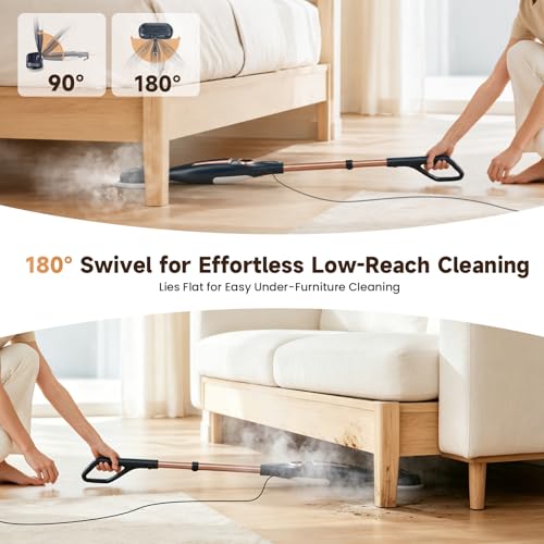 Image of DEVOAC VM6 Scrubbing Steam Mop with Rotating Mop Pads, 10 in 1 Steam Mop, Lightweight Spin Mop & 3 Steam Modes for Hard Floor Laminate Marble Floors (Dark)