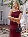 LAGSHIAN Women's Elegant Formal Long Dress One Shoulder Sleeveless Ruched Bodycon Evening Dress WineRed