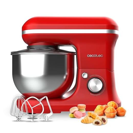 Cecotec Batidora Amasadora Cecomixer Merengue 5L 1200 Red. 1200 W en 6 Niveles, 5 Funciones, Movimiento Planetario, Diseño Elegante, Bol de Acero de 5 L y Accesorios para Batir y Amasar
