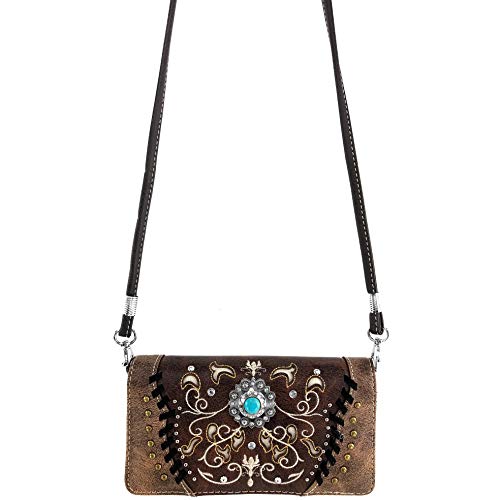 Zelris Spring Bloom Western Concho Women Crossbody Wrist Trifold Wallet3