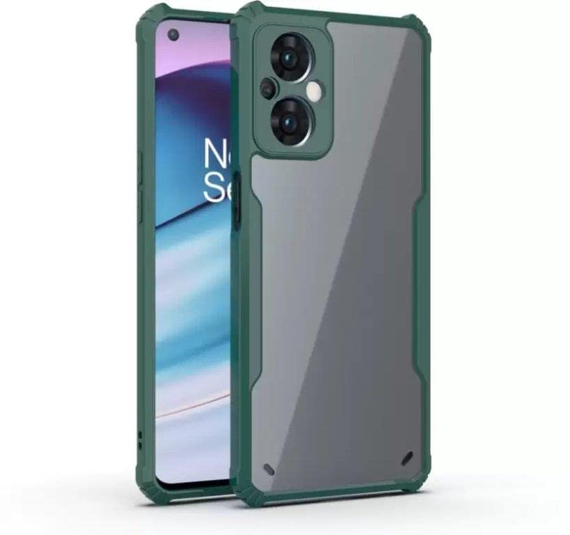 The Little Shop Back Cover Case for Oppo F21 Pro 5G Crystal Clear Back case with Side Bumper || Hybrid case || Camera Pritection (Green)