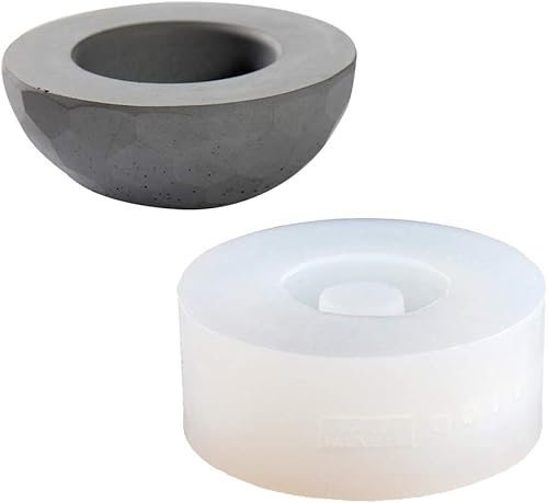 NICOLE Molde de silicona de hormigón Candelero de cemento Candelero plantas suculentas decoración del hogar herramienta