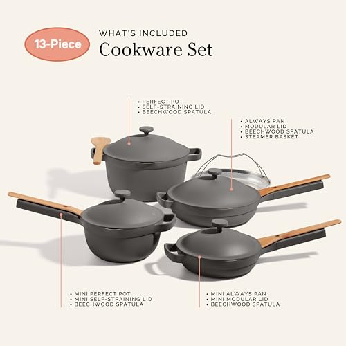Image of Our Place Cookware Set, 13-Piece Ceramic Nonstick Pots & Pans with Utensils | Ceramic cookware set with Always Pan, Perfect Pot & spatulas; induction & oven safe to 450F, non-toxic cookware