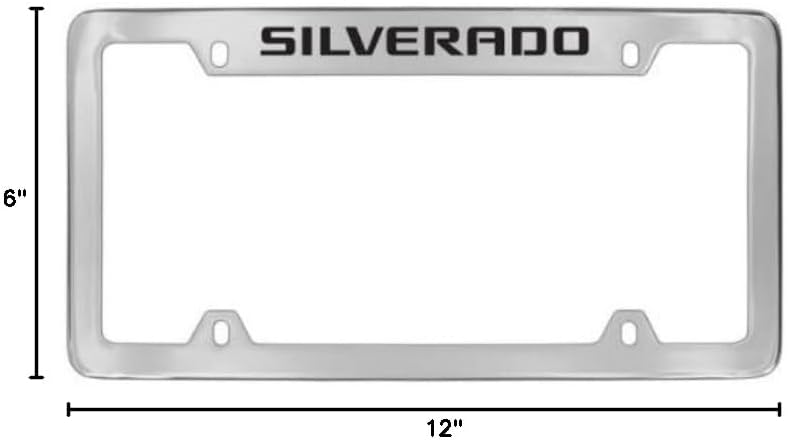 Chevrolet Silverado Chrome Plated Metal Top Engraved License Plate Frame Holder
