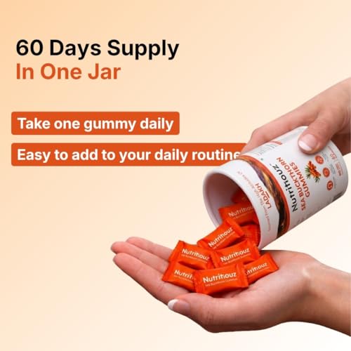 Image of Seabuckthorn Gummies for Immunity & Glowing Skin | Rich in Vitamin C, Omega 3,6,7,9 & Antioxidants | Boosts Immunity, Brightens Skin | Pack of 60 Gummies