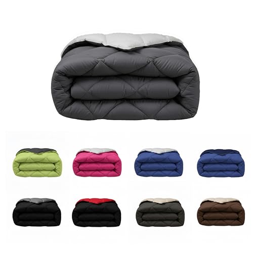 SABANALIA - Edredon Cama 135 y Edredon Cama 150 | 240x270 | Edredón nórdico de 400 g Reversible (Bicolor) | Relleno de Fibra Hueca Virgen Siliconada | Hipoalergénico | Color Gris y Gris Claro